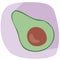 Avacado with shadow as an icon or a simple single logo, flat vector stock illustration with vegetable for vegetarians or vegans