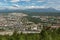 Avachinsky-Koryaksky group of volcanoes and Petropavlovsk-Kamchatsky from Mishennaya hills