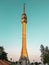 Avala tower in Belgrade, Serbia. Tower on Avala mountain at sunset. Television tower at the mountain Avala