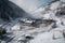 avalanche buries ski resort, with snow and debris covering the slopes