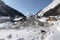 avalanche buries ski resort, with snow and debris covering the slopes