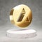 Avalanche cryptocurrency icon. Gold 3d rendered icon on white marble podium