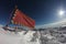 Avalanche danger sign in snow