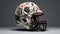 Avant-garde Ceramic Football Helmet With Basquiat-inspired Graffiti