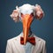 Avant-garde Portraiture Vibrantly Surreal Stork Close-up In Fashion Photography