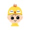 Avatar of boy with big eyes and wide happy smile in cute yellow chicken hat