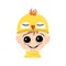 Avatar of boy with big eyes and wide happy smile in cute yellow chicken hat.