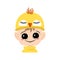 Avatar of boy with big eyes and wide happy smile in cute yellow chicken hat.