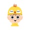 Avatar of boy with big eyes and wide happy smile in cute yellow chicken hat