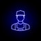 avatar builder outline icon in blue neon style. Signs and symbols can be used for web logo mobile app UI UX