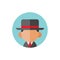 Avatar businessman or gangster wearing fedora hat, flat vector icon design