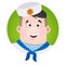 Avatar cheerful sailor. A cartoon portrait of a man