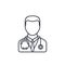 Avatar, doctor whith phonendoscope thin line icon. Linear vector symbol