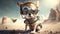 Avatar of a dog with retro pilot glasses in a virtual environment. Mars planet video game concept - Generative AI