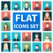 Avatar and face flat icons in set collection for design. A person`s appearance vector symbol stock web illustration.