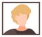 Avatar of faceless young blond man in frame, cartoon vector character, guy portrait, user of website