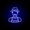 avatar farmer outline icon in blue neon style. Signs and symbols can be used for web logo mobile app UI UX