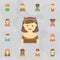 avatar of girl with rim colored icon. Universal set of kids avatars for website design and development, app development