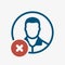 Avatar icon, social icon with cancel sign. Avatar icon and close, delete, remove symbol