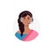 An avatar of indian woman from a call center. Live chat operators, hotline operator, assistant with headphones. Online