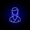 avatar karate line icon in blue neon style. Signs and symbols can be used for web logo mobile app UI UX