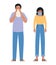 Avatar man and woman with cold and mask vector design