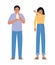 Avatar man and woman with cold and sneezing vector design