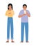 Avatar man and woman with dry cough and cold vector design