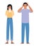 Avatar man and woman with headache and cold vector design