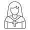 Avatar of nun with cross thin line icon, Happy Easter concept, Priest woman sign on white background, Nun sister icon in