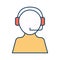 Avatar operator with headphone line and fill style icon vector design