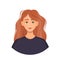 Avatar of a redhaired woman. Portrait of a young girl. Vector illustration of a face.