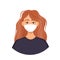 Avatar of a redhaired woman wearing a mask to protect against coronavirus, flu, air pollution, viruses and disease