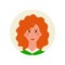 Avatar redhead curly woman in a green shirt