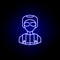 avatar skydiver line icon in blue neon style. Signs and symbols can be used for web logo mobile app UI UX