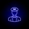 avatar taxi driver outline icon in blue neon style. Signs and symbols can be used for web logo mobile app UI UX