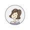 Avatar vector icon. Young white girl dreaming and looking up. Hand drawn cartoon illustration for profile user interface. Color