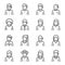 Avatar Vector Line Icon Set. Contains such Icons as Man, Woman Character and more. Expanded Stroke