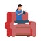 Avatar woman relaxed sitting on couch reading a book