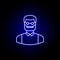 avatar writer outline icon in blue neon style. Signs and symbols can be used for web logo mobile app UI UX