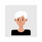 Avatar young blond man. Dreary person not understanding sad emotion. Human face portrait social media user icon. Square