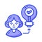 An avatar of young lady with light bulb depicting creative employee concept vector design