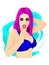 Avatar young woman coquette girl with lollipop drawing outline web icon