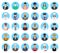 Avatars characters people of different occupation set. Professions persons icons of faces on a blue background.