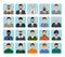 Avatars characters set of different kind men. Business, elegant and sports male people icons faces.