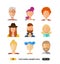 Avatars cool flat icons different clothes,tones and hair styles