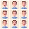 Avatars emotions. Set a man with a variety of emotions.