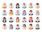 Avatars head large set. Characters anonymous users student businessman teenager, worker female male portrait different
