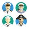 Avatars people. profession. sailor, pirate, Captain. Vector flat design