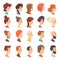 Avatars profile. Persons male and female different ages elderly bearded head smile girls and guys vector characters